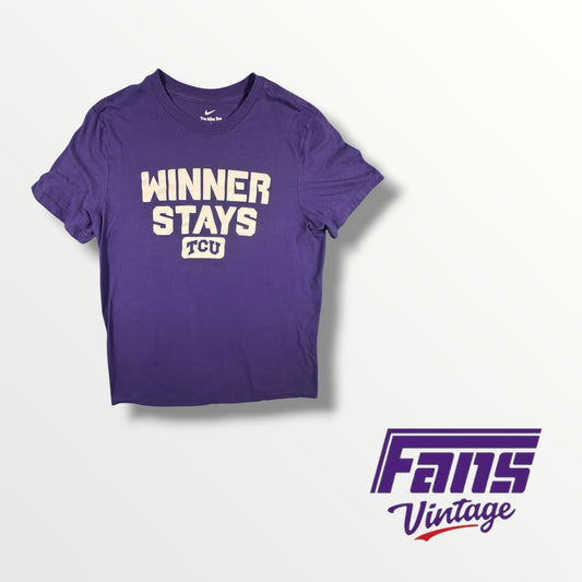 TCU WBB Nike March Madness ‘Winner Stays’ Updated 2026 Tee with ‘A Hungry Dog Hunts Best’ Detail on Back