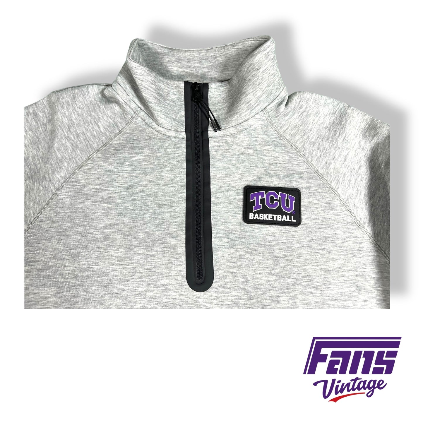 TCU Men’s Basketball team issued Premium Nike Sportswear Tech quarter zip sweater with rubber logo patch