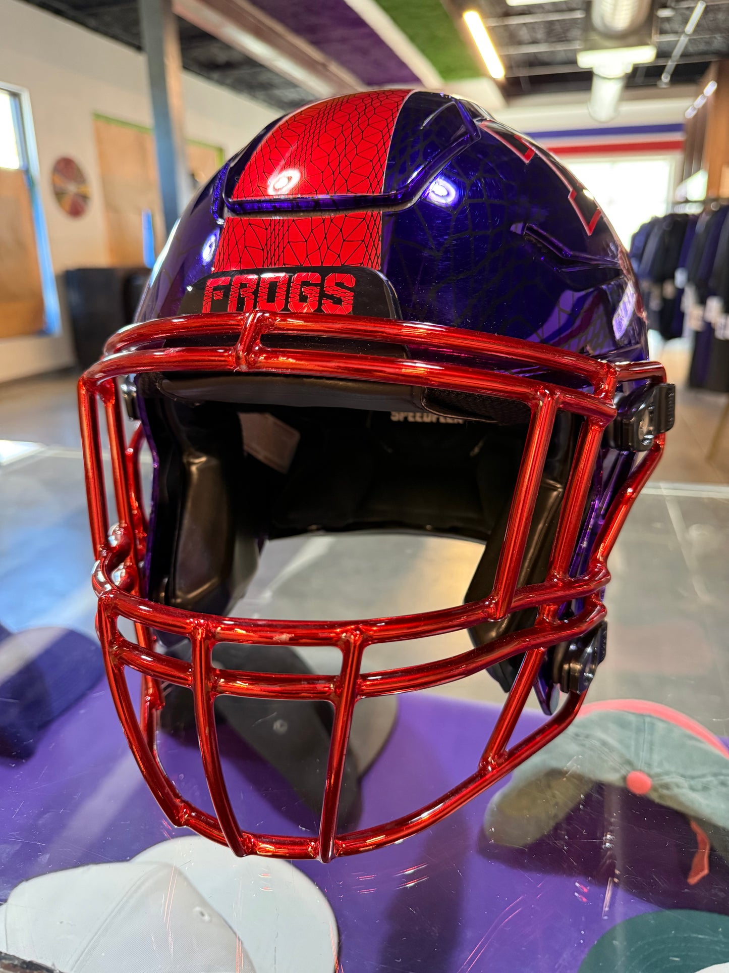 Blood Frog All Chrome TCU Football Game Worn Authentic Helmet