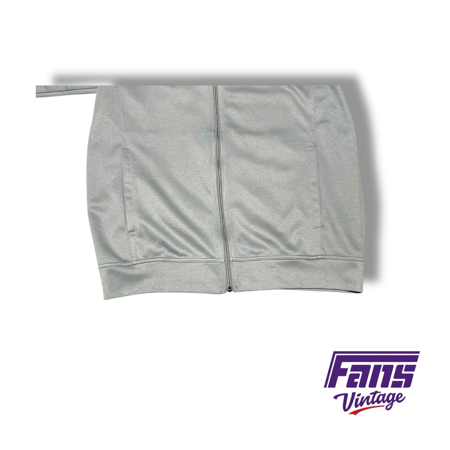 TCU Nike team-issued premium woven full zip jacket - Light Gray with Horned Frog Logo