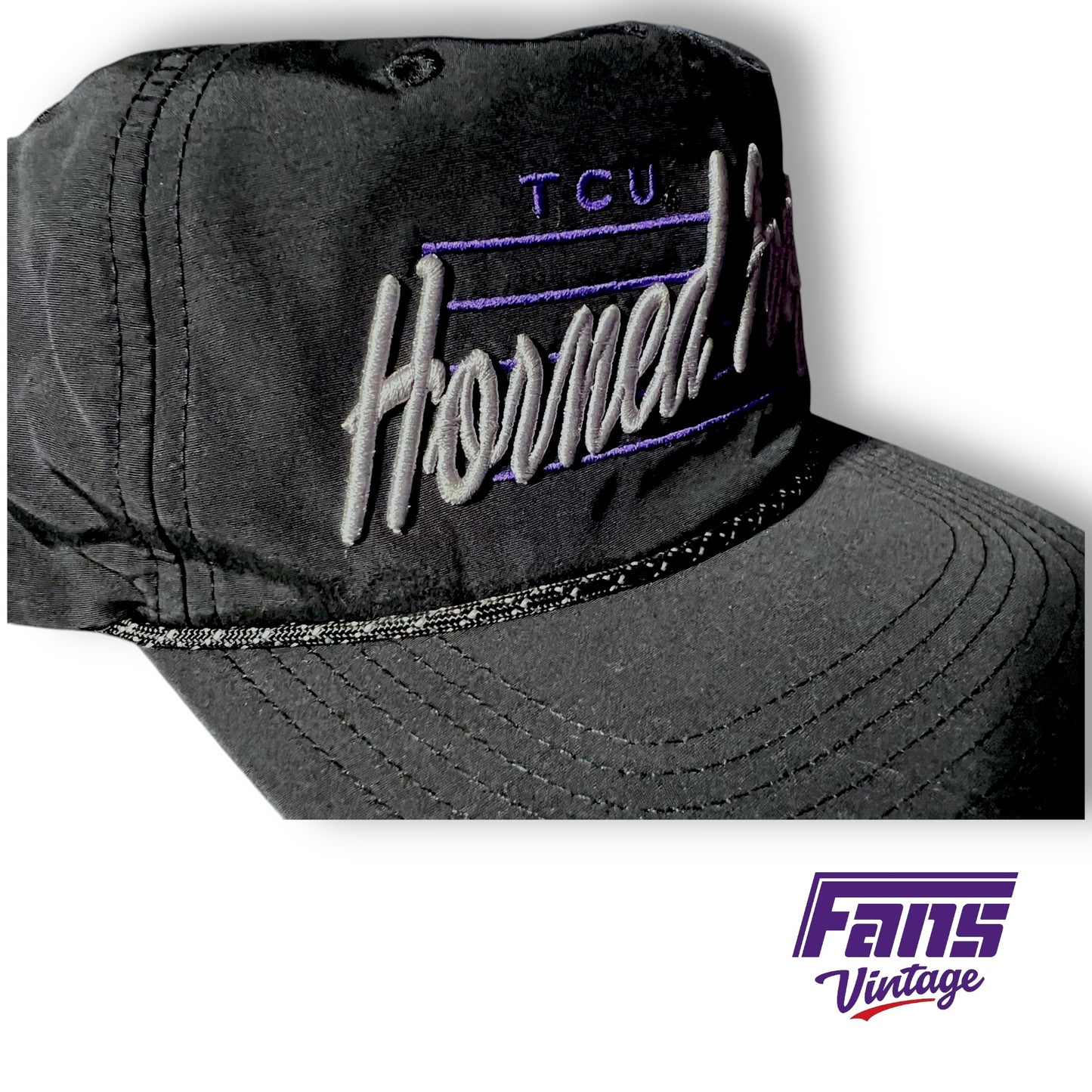 TCU Vintage Style Rope Snapback Hat with awesome details!