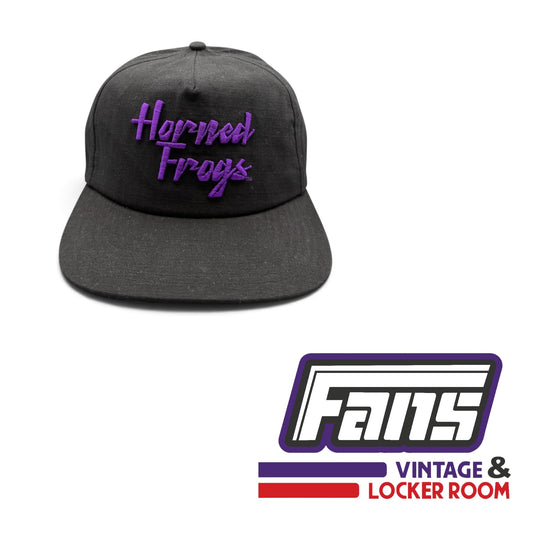 TCU Blackout Script ‘Horned Frogs’ Puff Embroidery SnapBack Hat