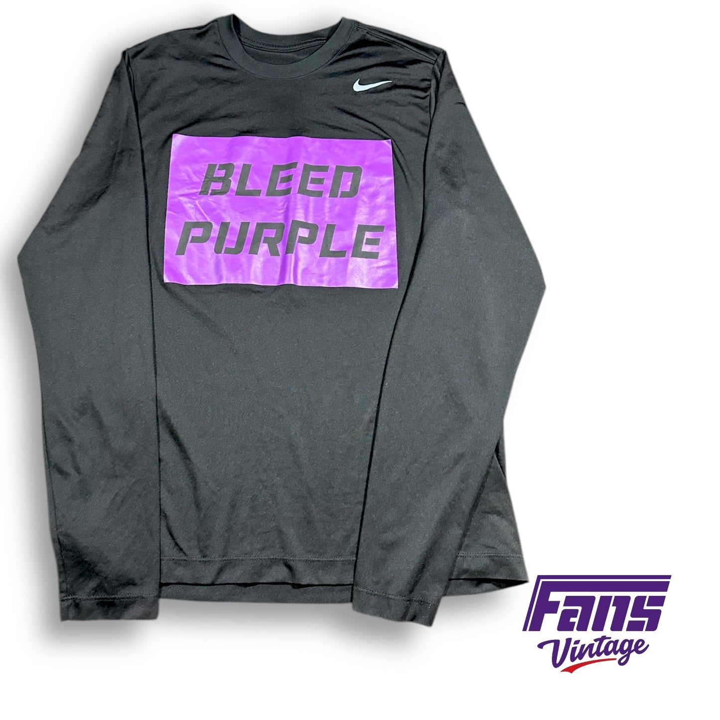 RARE - TCU Football Team Exclusive Player Issue Custom “Bleed Purple” Nike Drifit ‘Move To Zero’ Long Sleeve Training Shirt