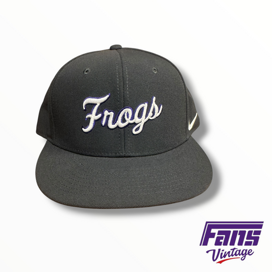 TCU Baseball Team Issued Nike Frogs Script Snapback Hat
