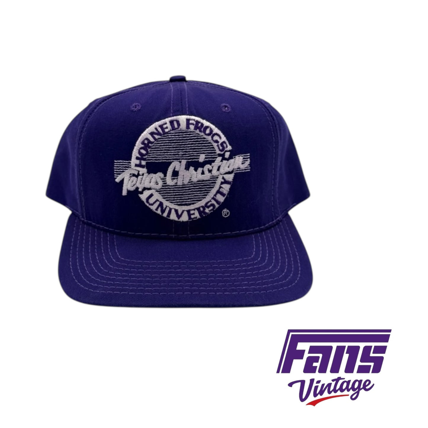 RARE Early 90s Vintage TCU “The Game” Circle Logo brim Snapback Hat
