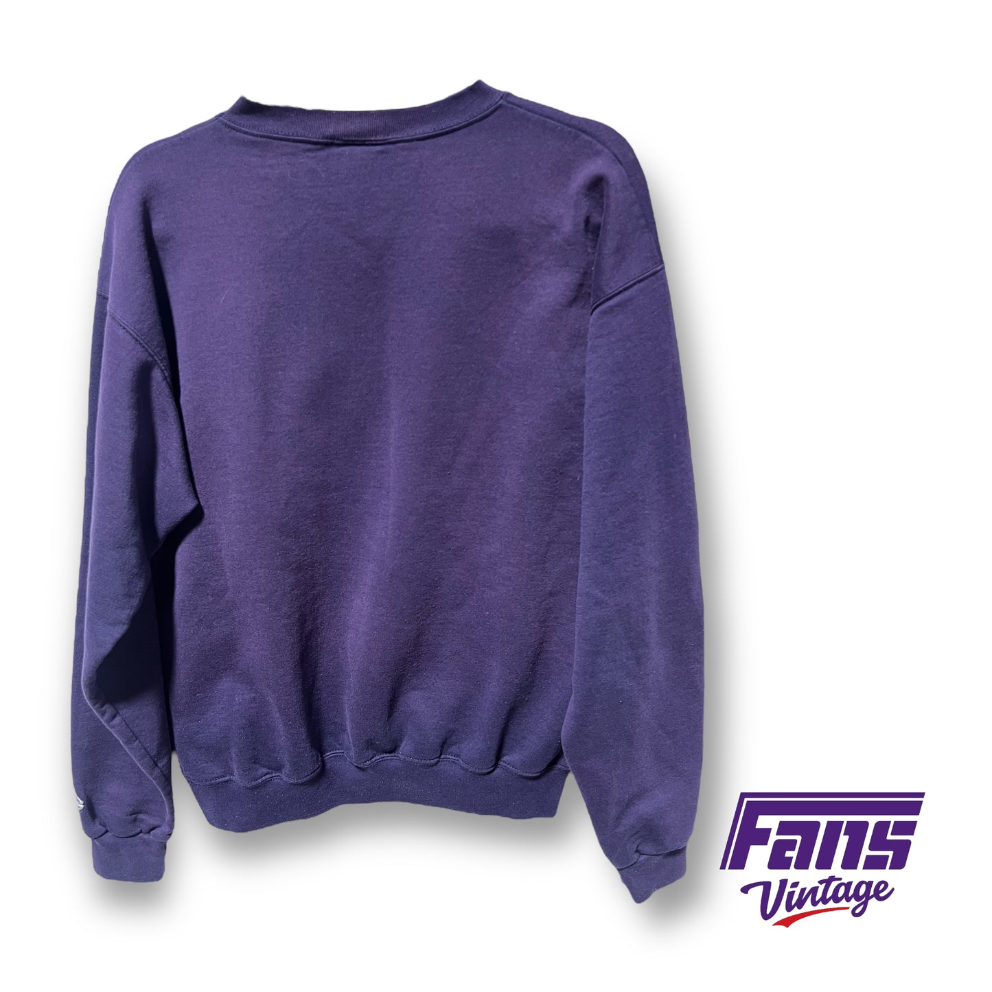 90s Vintage TCU Alumni Crewneck Sweater - Beautiful Purple Satin logo patches!