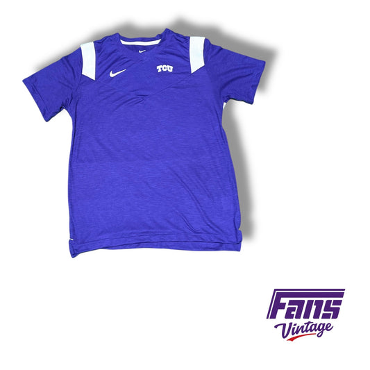 TCU nike team issued premium soft feel training shirt with white shoulder stripes