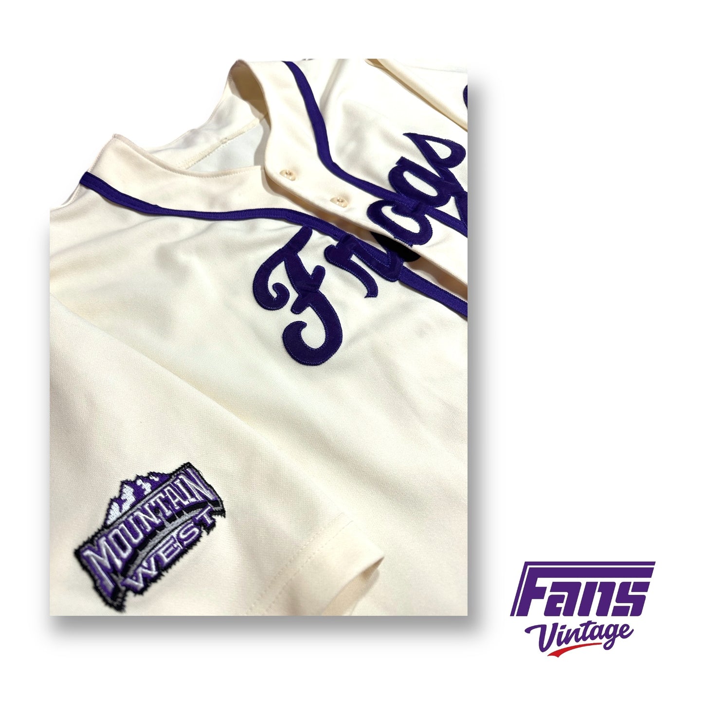 RARE! Vintage TCU Baseball “Grail” Jersey - Game Worn Early 2000s Original Throwback Look! - Mountain West Patch!