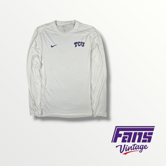 Team-Issued Nike TCU White Long-Sleeve Dri-Fit Shirt