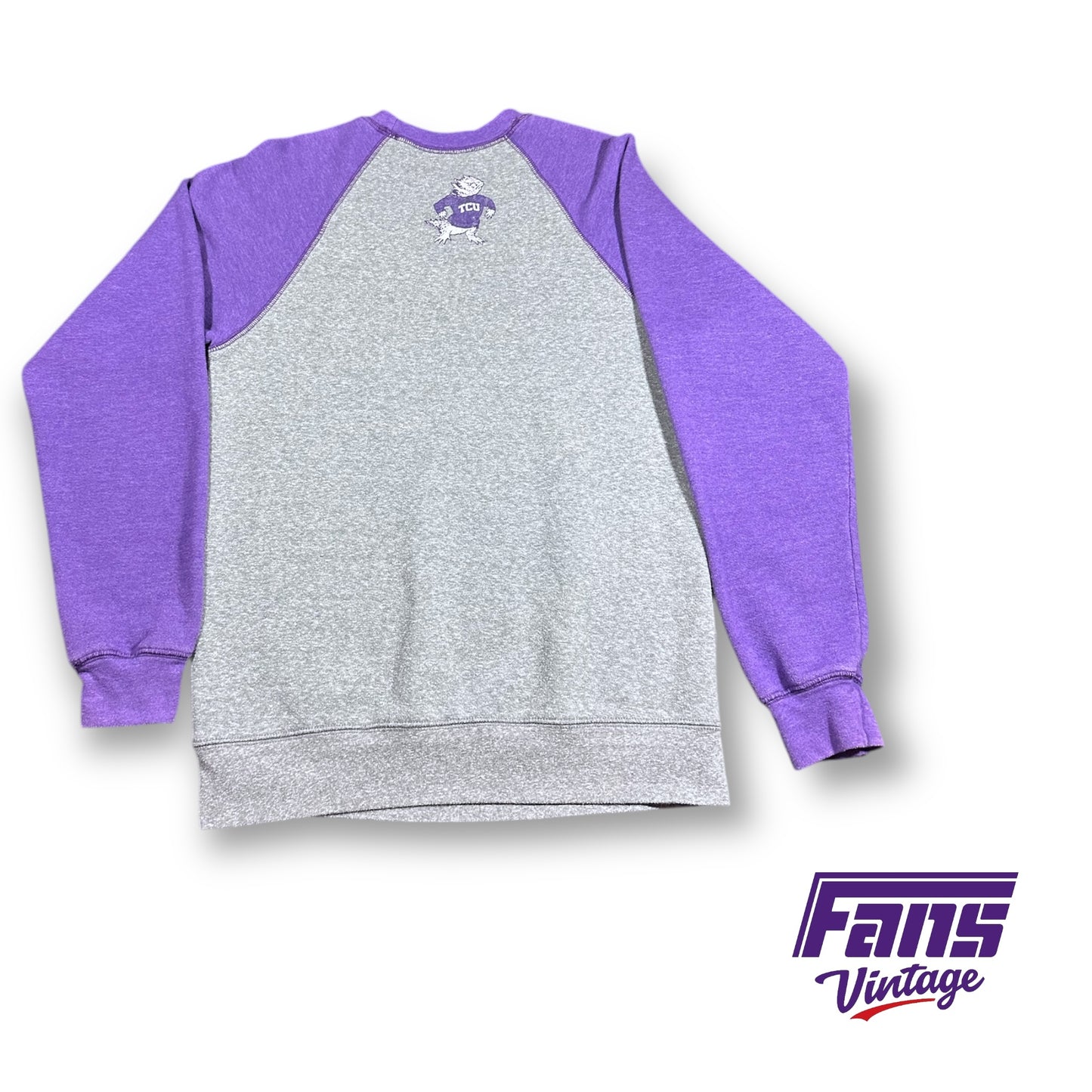 TCU Vintage Baseball Throwback Raglan Crewneck Sweater - Double Sided Vintage Logos!