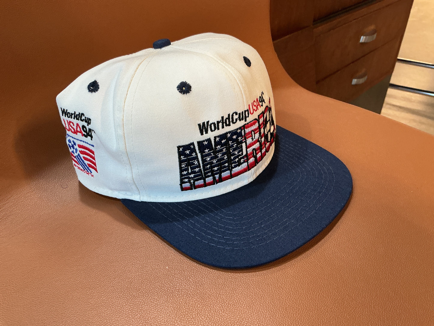 Vintage World Cup Hat - “America” Embroidered Flag SnapBack with awesome details!