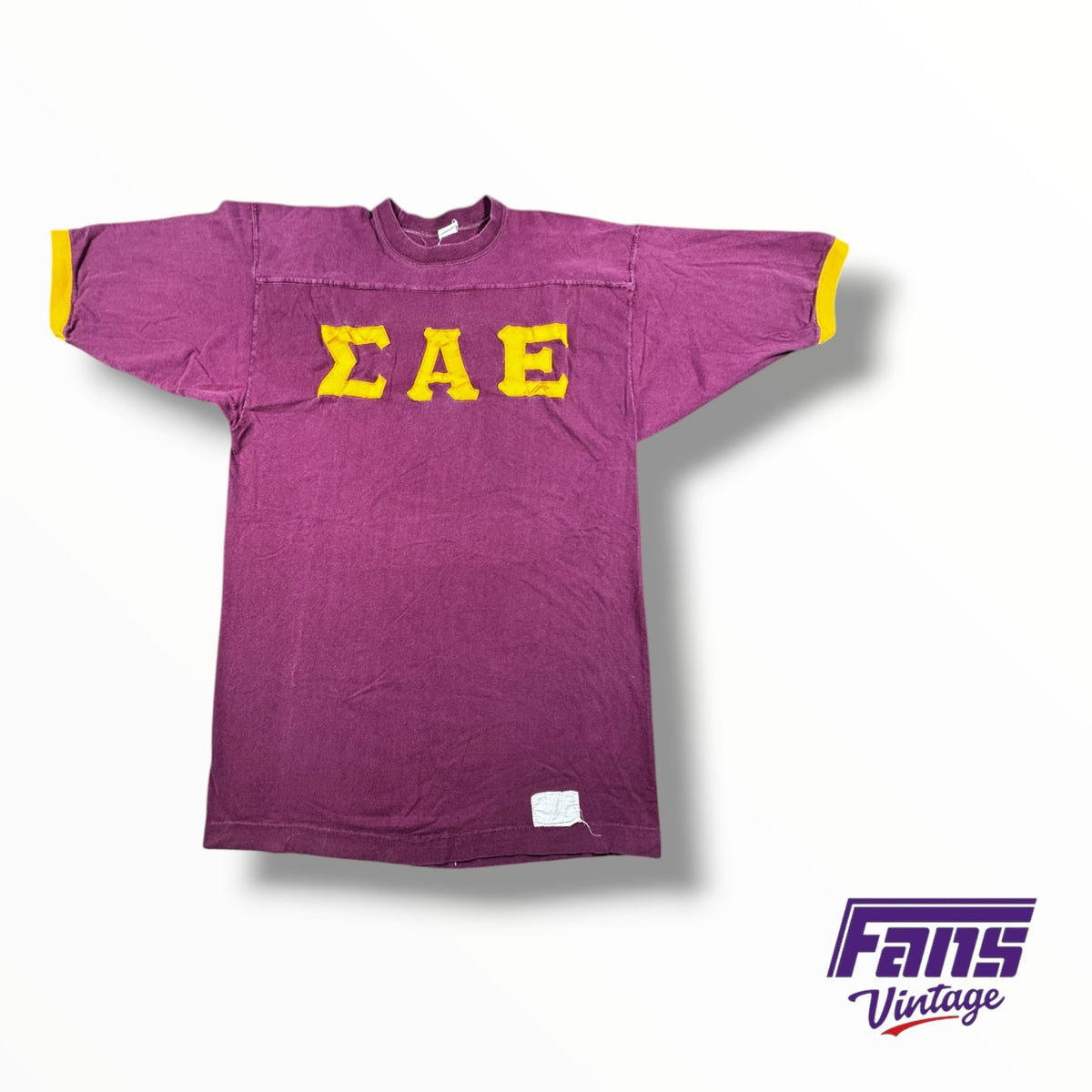 Vintage 70s Fraternity Sigma Alpha Epsilon Jersey Style Stitched Letters Tee