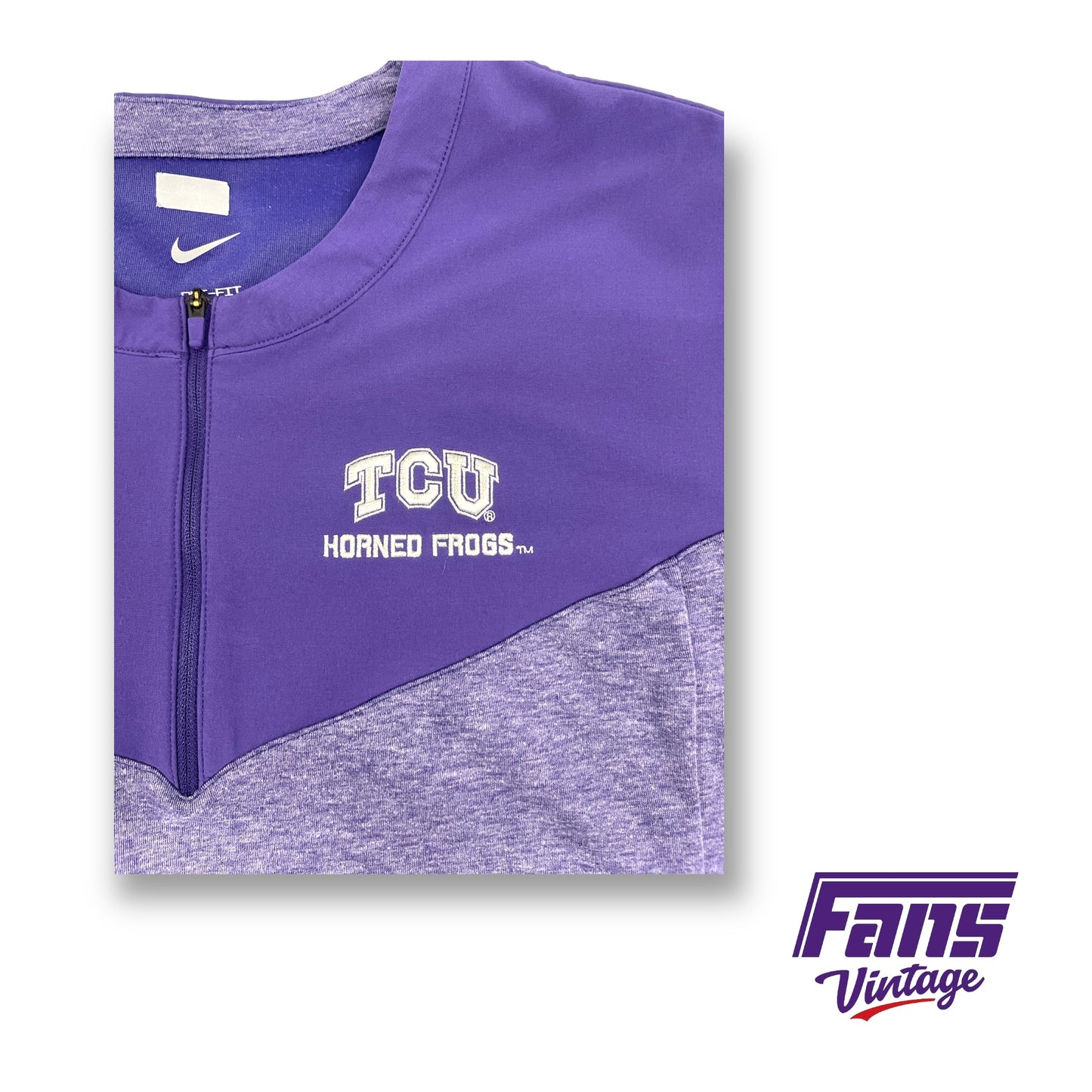 TCU Basketball Coach’s Sideline Pullover - Light Heather Purple with True Purple Color blocking