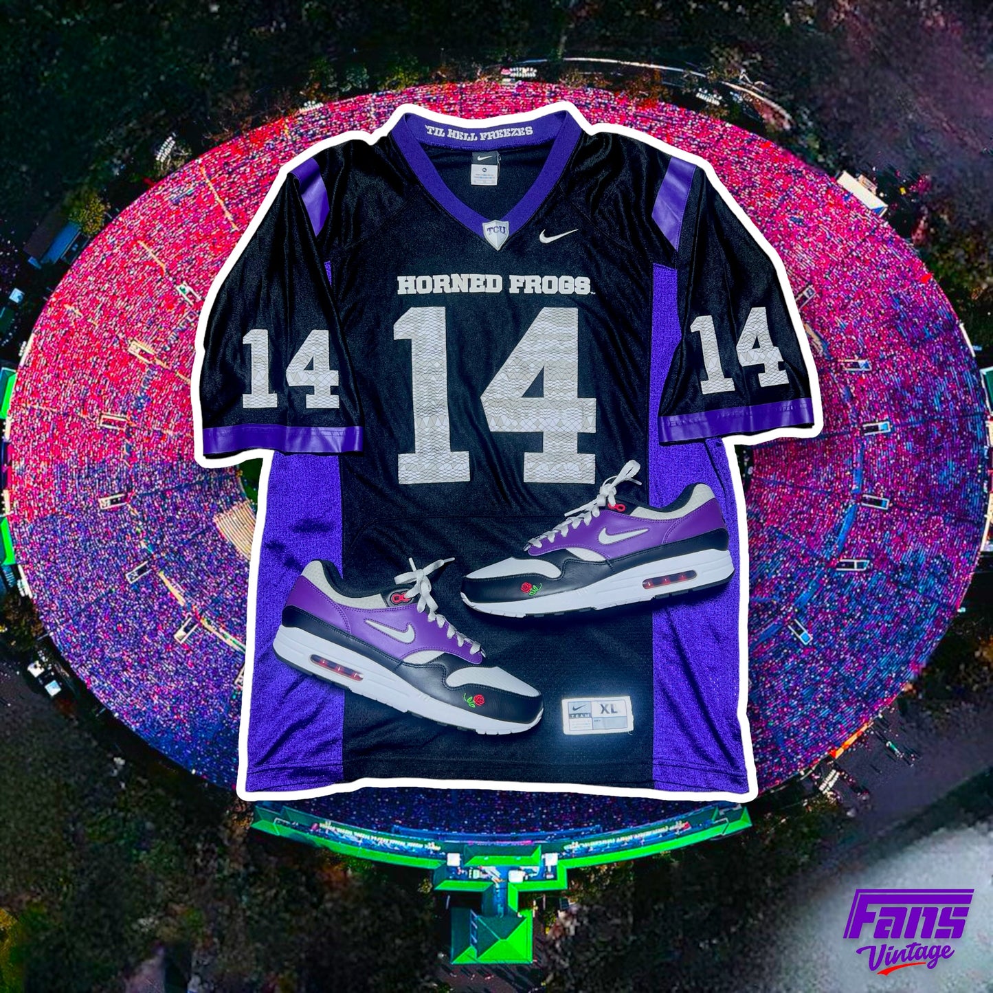 One of a Kind Nike Air Max TCU “Til Hell Freezes” Rose Bowl Tribute Sneakers