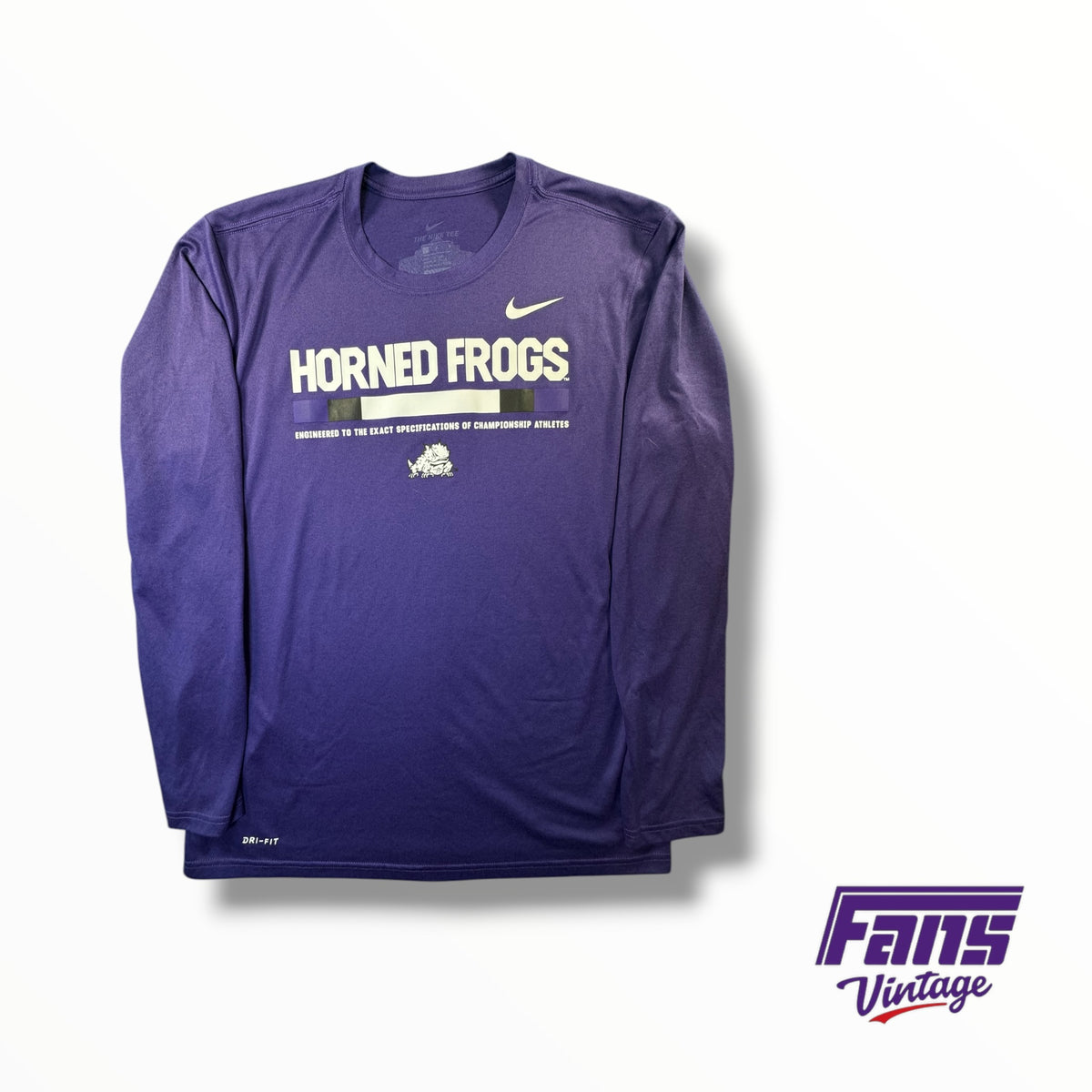 TCU Football Team Issued Nike Alamo Bowl Purple Dri-Fit Long Sleeve