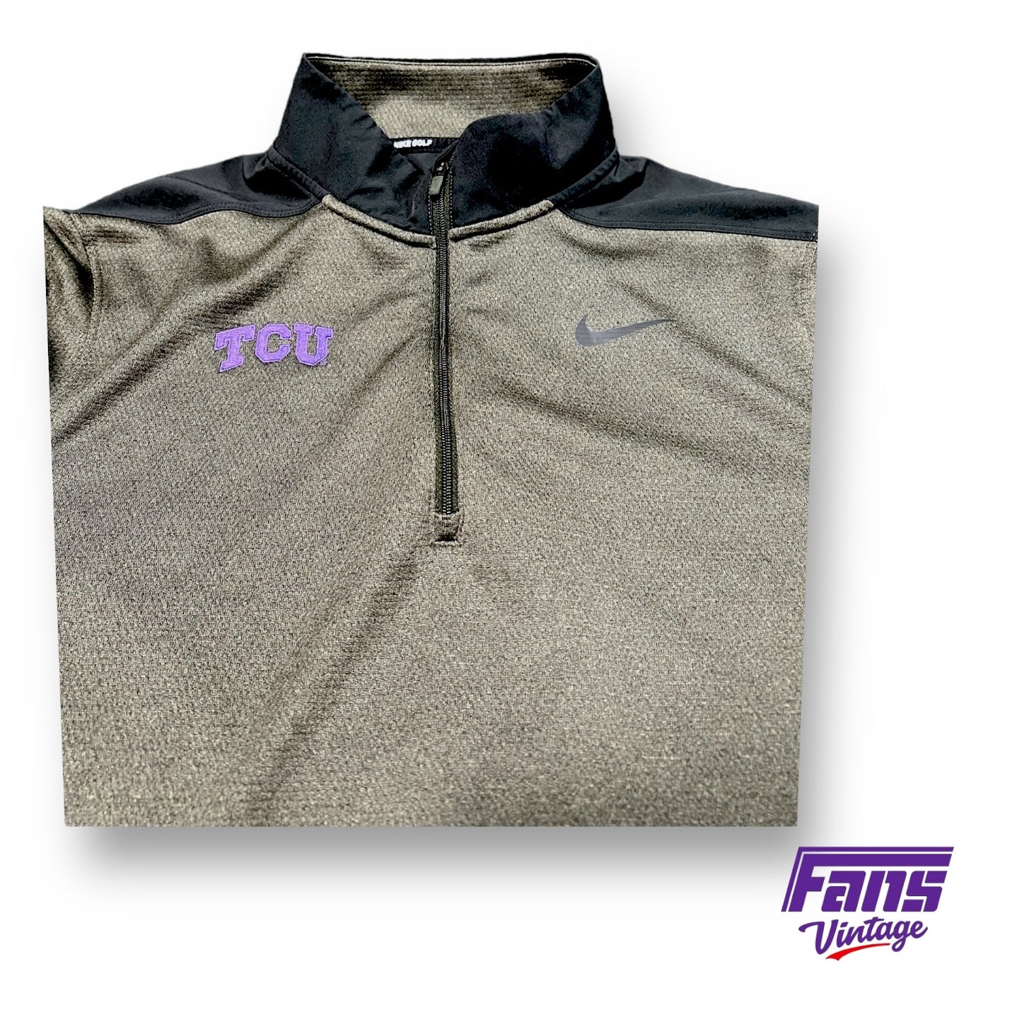 Wow! TCU Golf Team Exclusive Custom Ranger Green Premium Woven Quarterzip Pullover