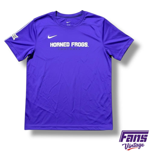 TCU Football Team Issue Nike Running  Training Shirt- Double sided with “Blood Eyes” logo on back - New With Original Tags!