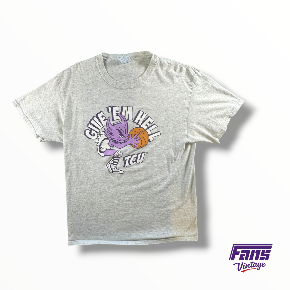 TCU Basketball Team Custom “Give Em Hell” Tee with Throwback Frog Logo