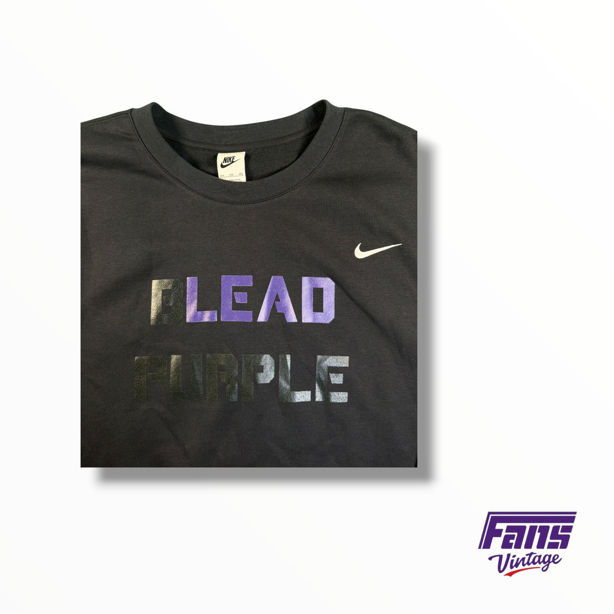 TCU Football Team Issued Nike ‘BLEAD PURPLE’ Strength & Conditioning Double Sided Blackout Crewneck Sweater
