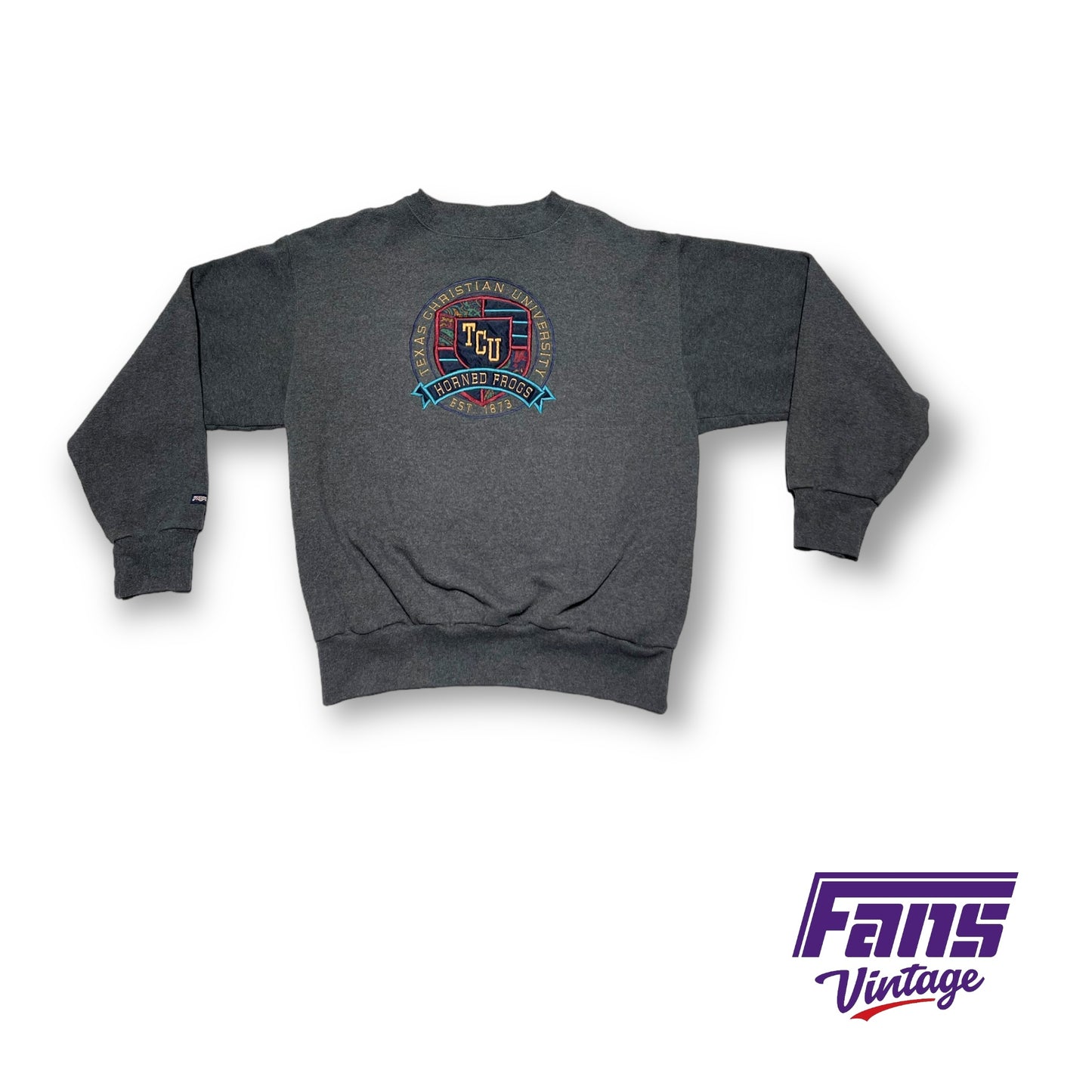 GORGEOUS 90s Vintage Embroidered TCU Crewneck Sweatshirt