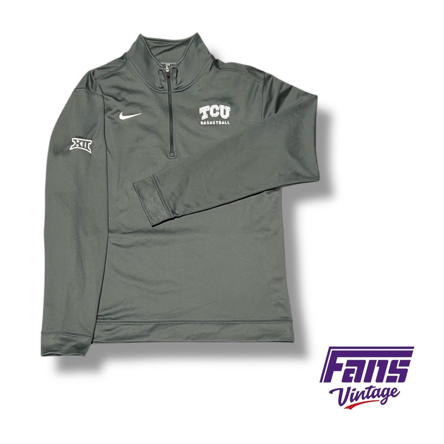 TCU Basketball Nike Team‑Issued Grey Fleece 1/4 Zip
