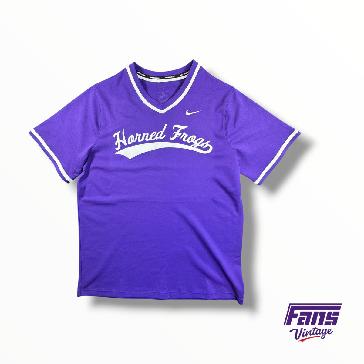 TCU Premium Team Issued Nike Baseball Stitched Horned Frogs Retro Script Jersey