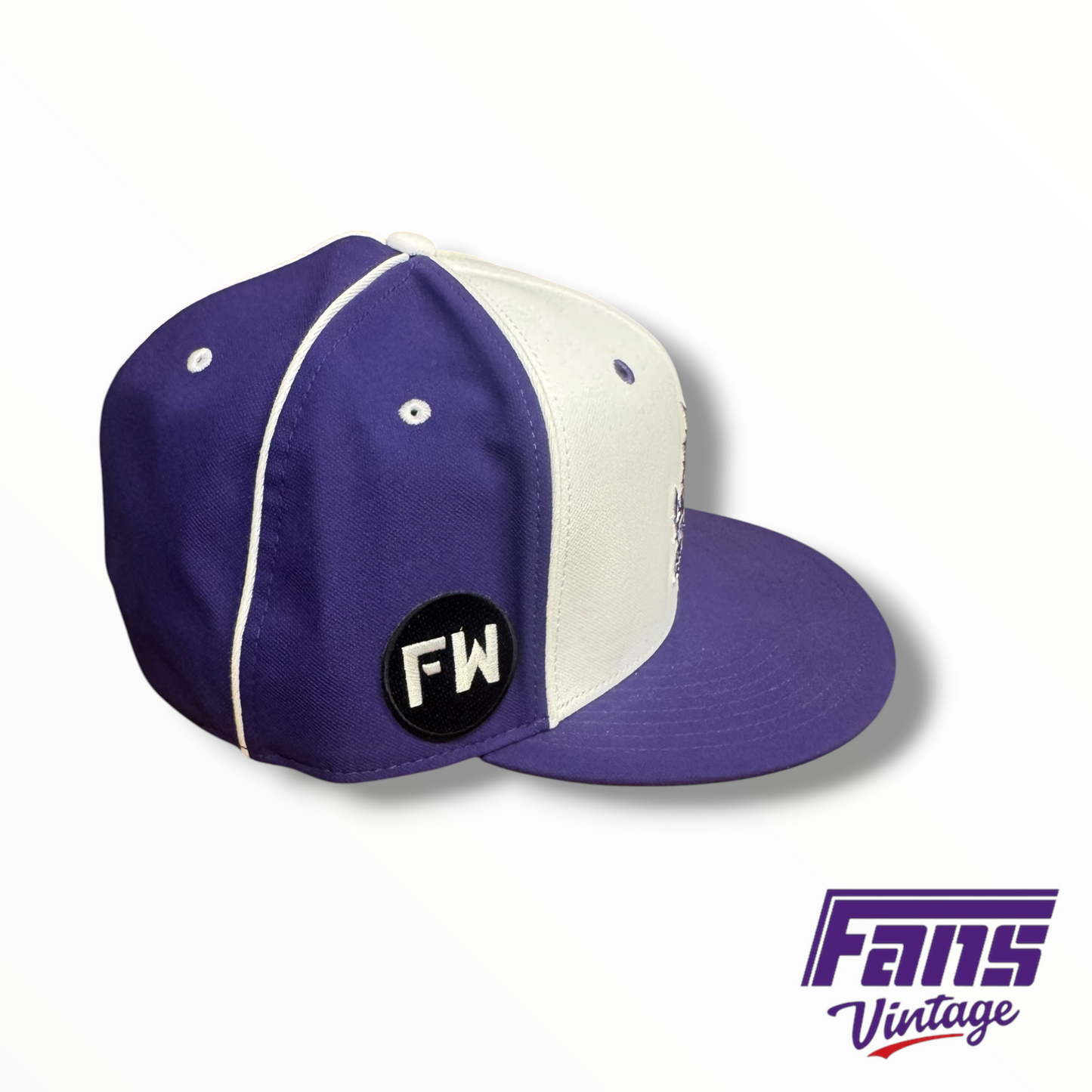 TCU Baseball Team-Issued Nike Athletic Frog Fitted Hat – White/Purple