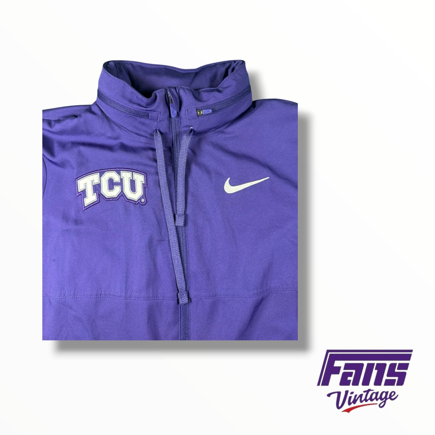 TCU Nike Team Issued Purple Full Zip Travel Jacket with Unique Sleeve Color Blocking