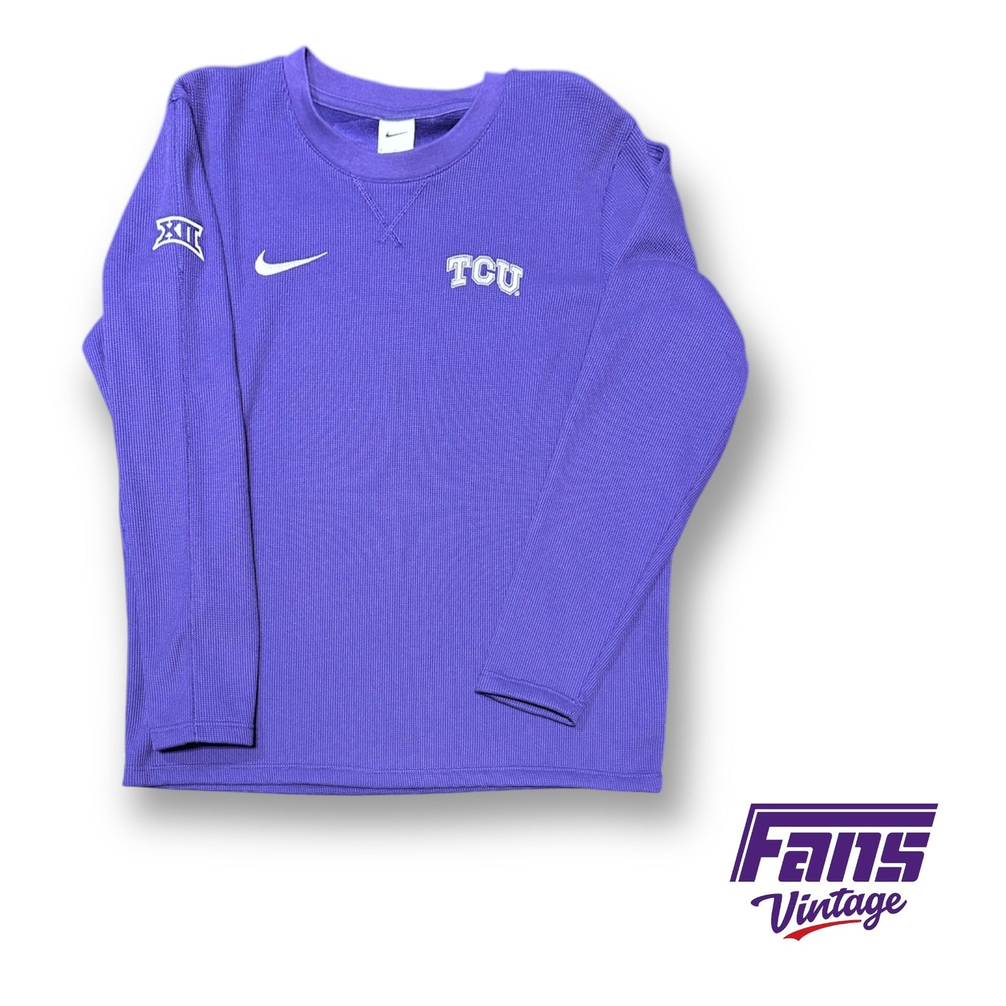 TCU Football Team Issue Nike Sportswear Waffle Weave Crewneck Pullover