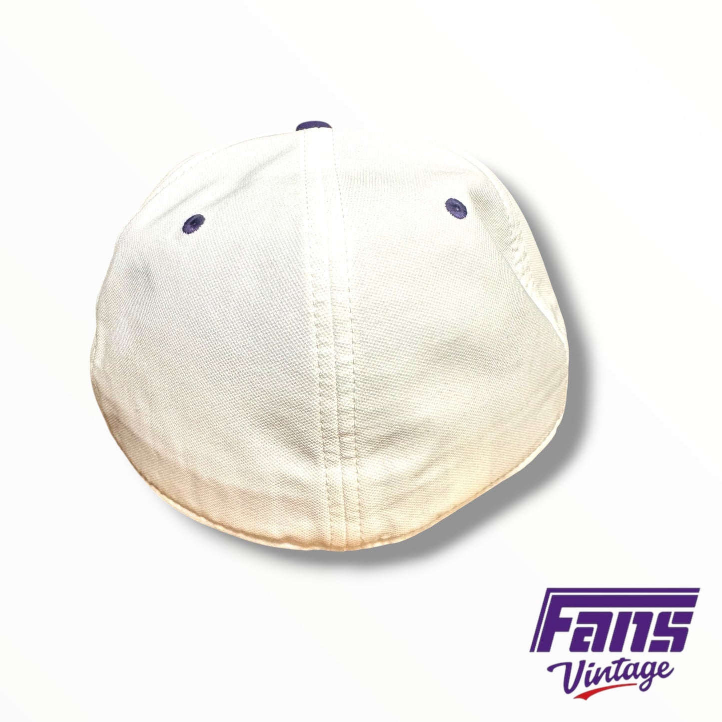 TCU Baseball Team-Issued Nike Baseball White and Purple Fitted Hat