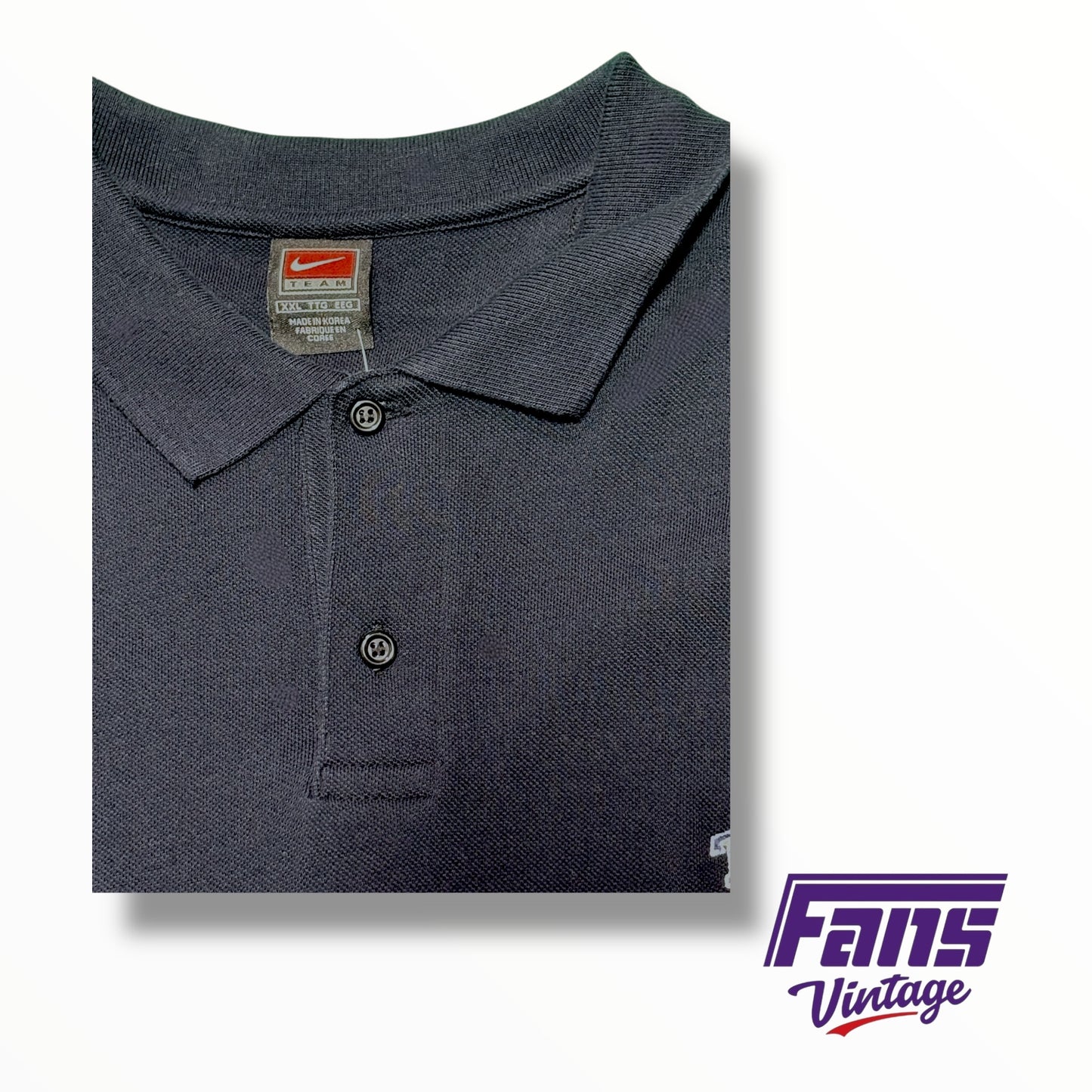 Vintage TCU Nike Team Issued Basketball Blackout Polo with embroidered logo