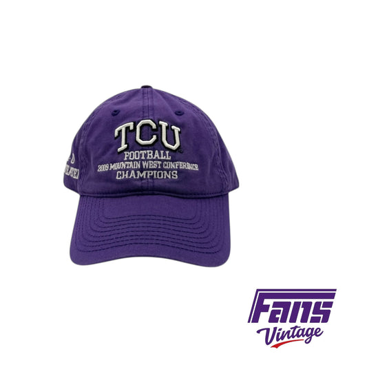 TCU 2009 MWC Champions dad style hat with embroidered lettering and raised TCU logo