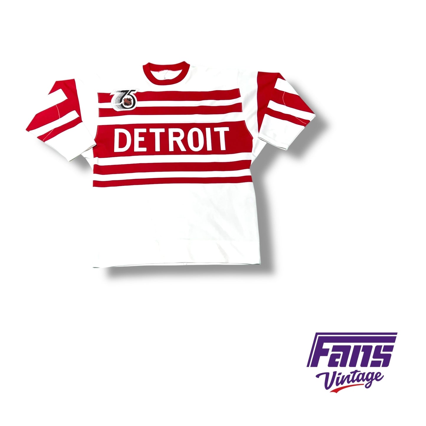 Vintage 1991-1992 Detroit Red Wings jersey with NHL 75 patch from Gordie Howe era