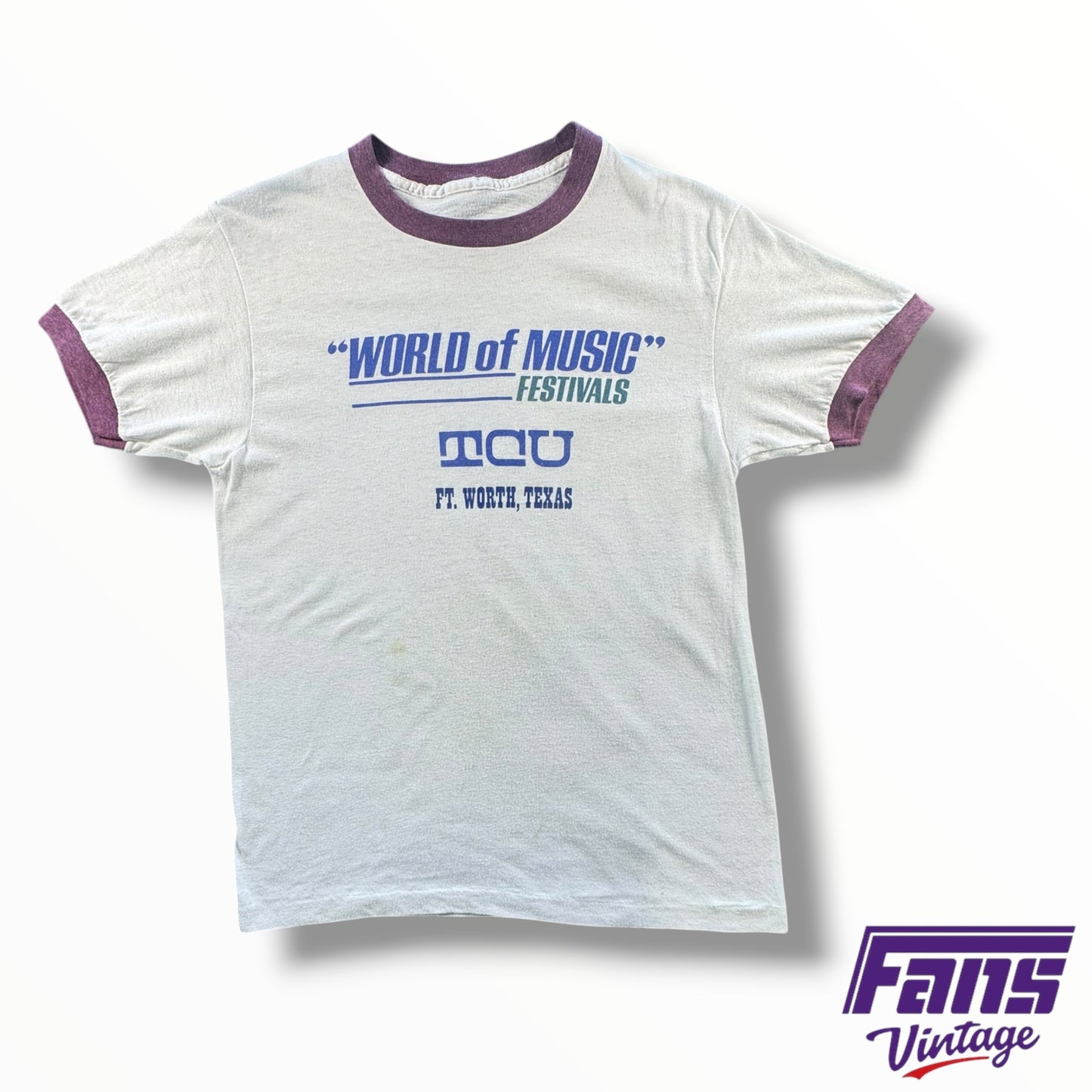 Rare Vintage 70’s TCU Centennial Logo “World of Music” Festivals Tee
