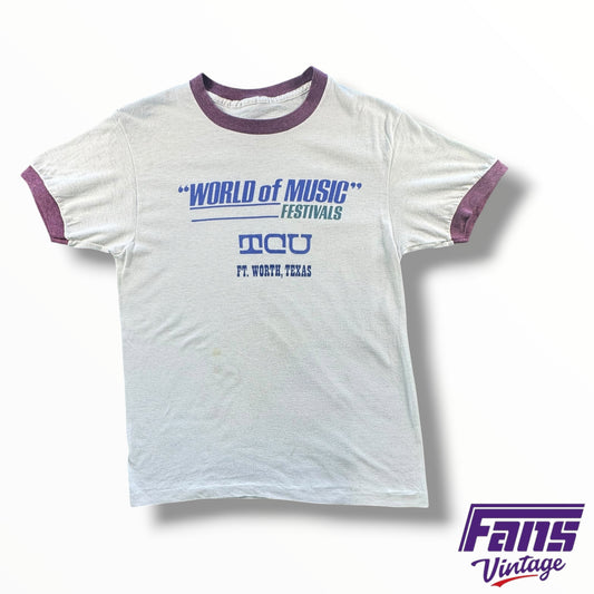 Rare Vintage 70’s TCU Centennial Logo “World of Music” Festivals Tee