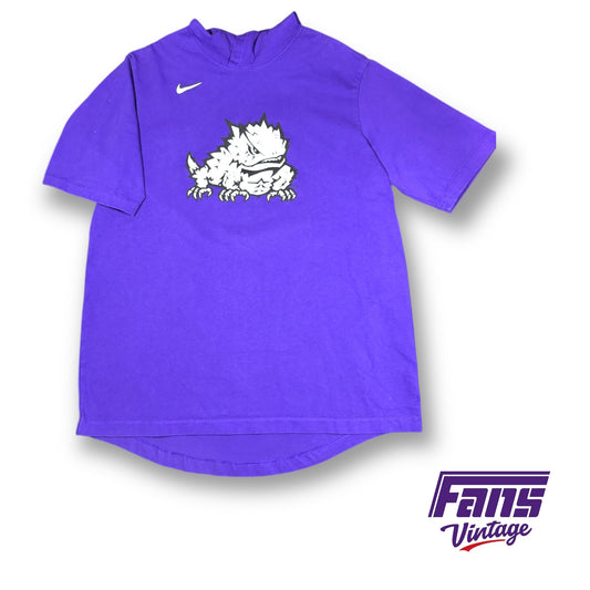 RARE! TCU Football Player Exclusive Team Issue Nike Heavyweight Short Sleeve Hoodie Pullover