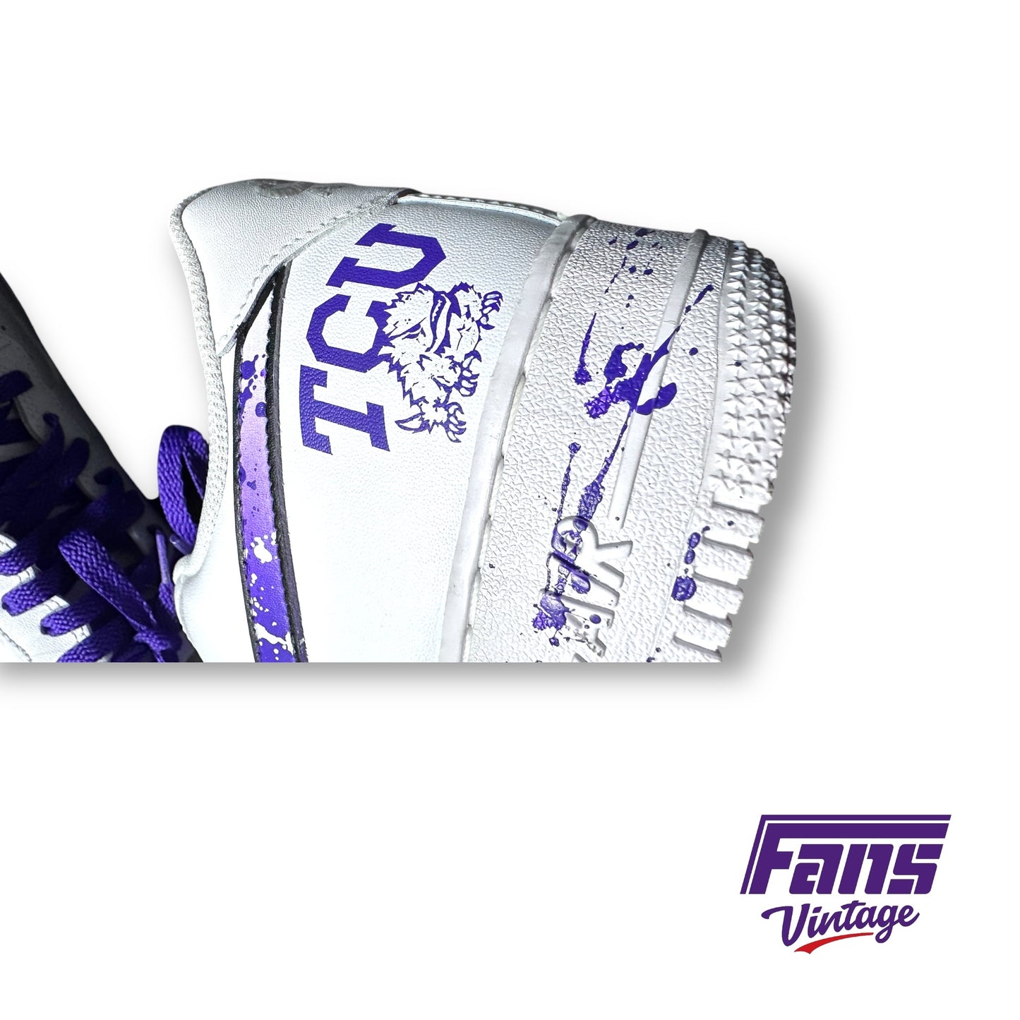 Ultra Rare! TCU Baseball Player Issued Custom White Air Force Ones with Hypnotoad Logo