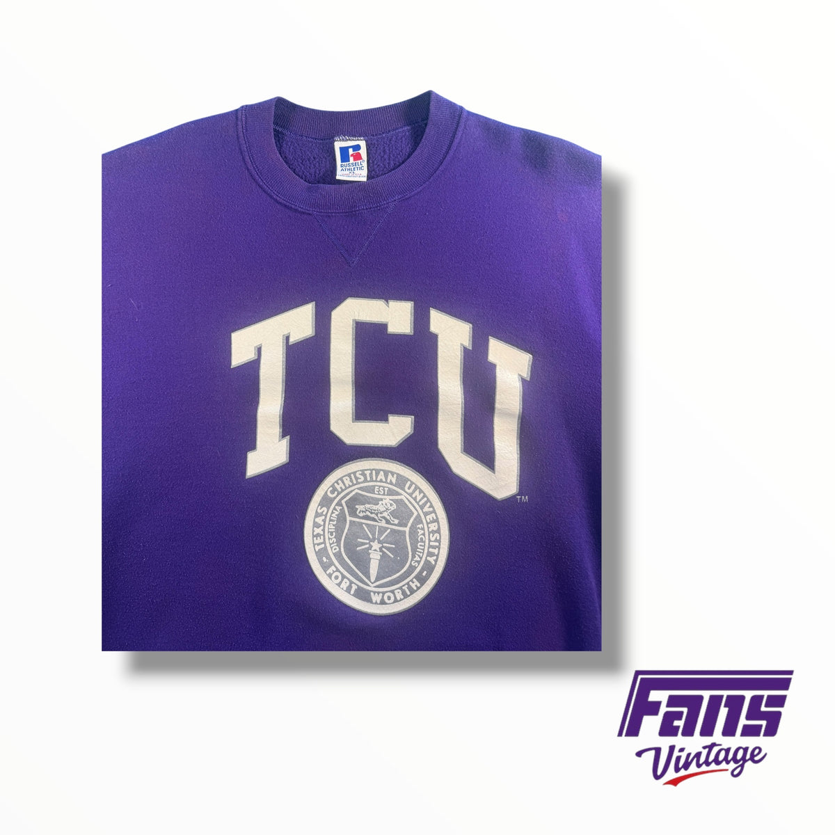 Vintage TCU 90s RARE School Seal Logo Crewneck Sweater