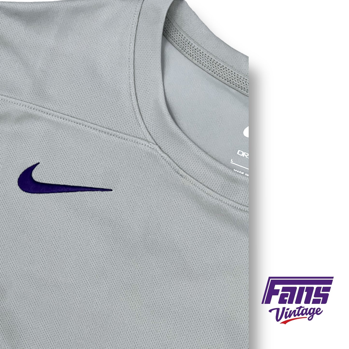 TCU Team Issue Premium Drifit Shirt - Light Gray with embroidered logos