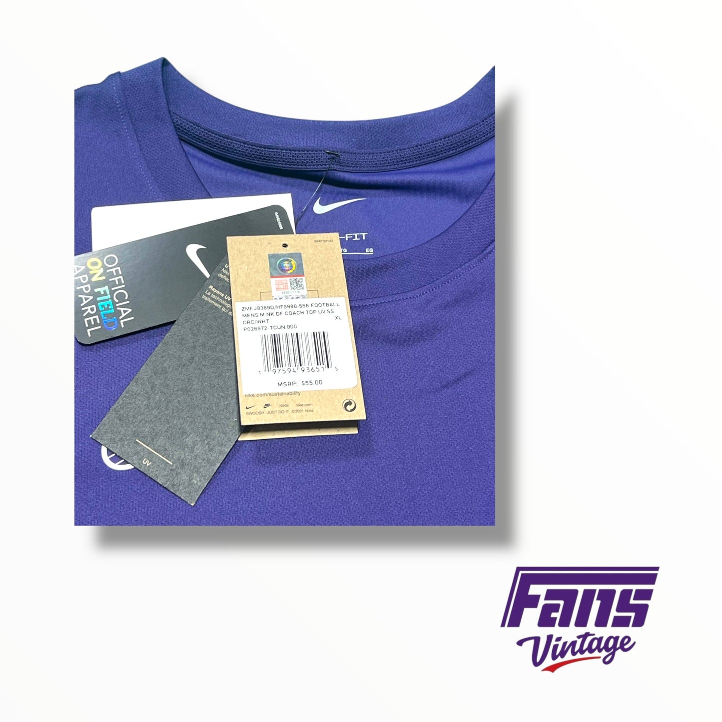 TCU Football Nike Team Issued Purple UPF 40+ Woven Training Shirt