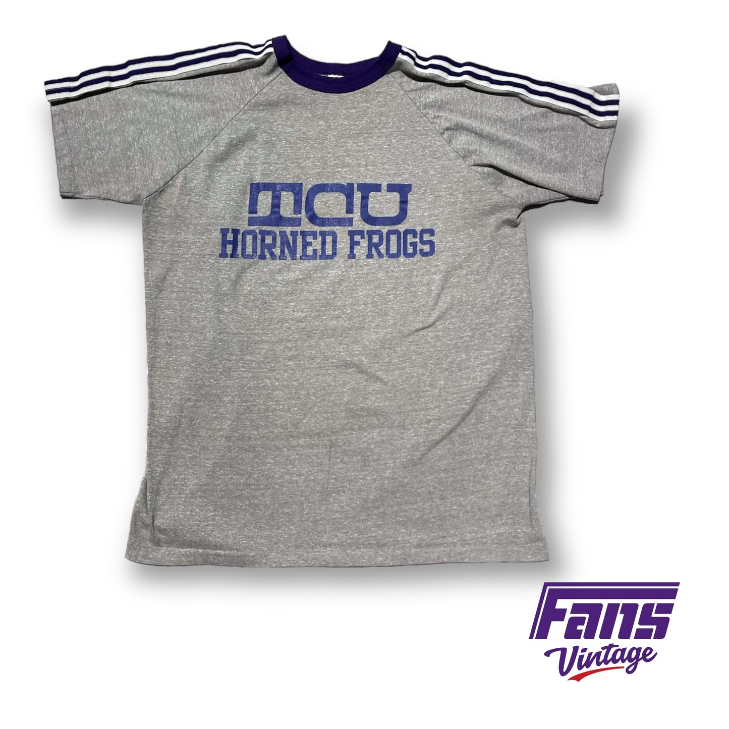 Rad 70s Vintage TCU Ringer Tee with rare centennial logo!