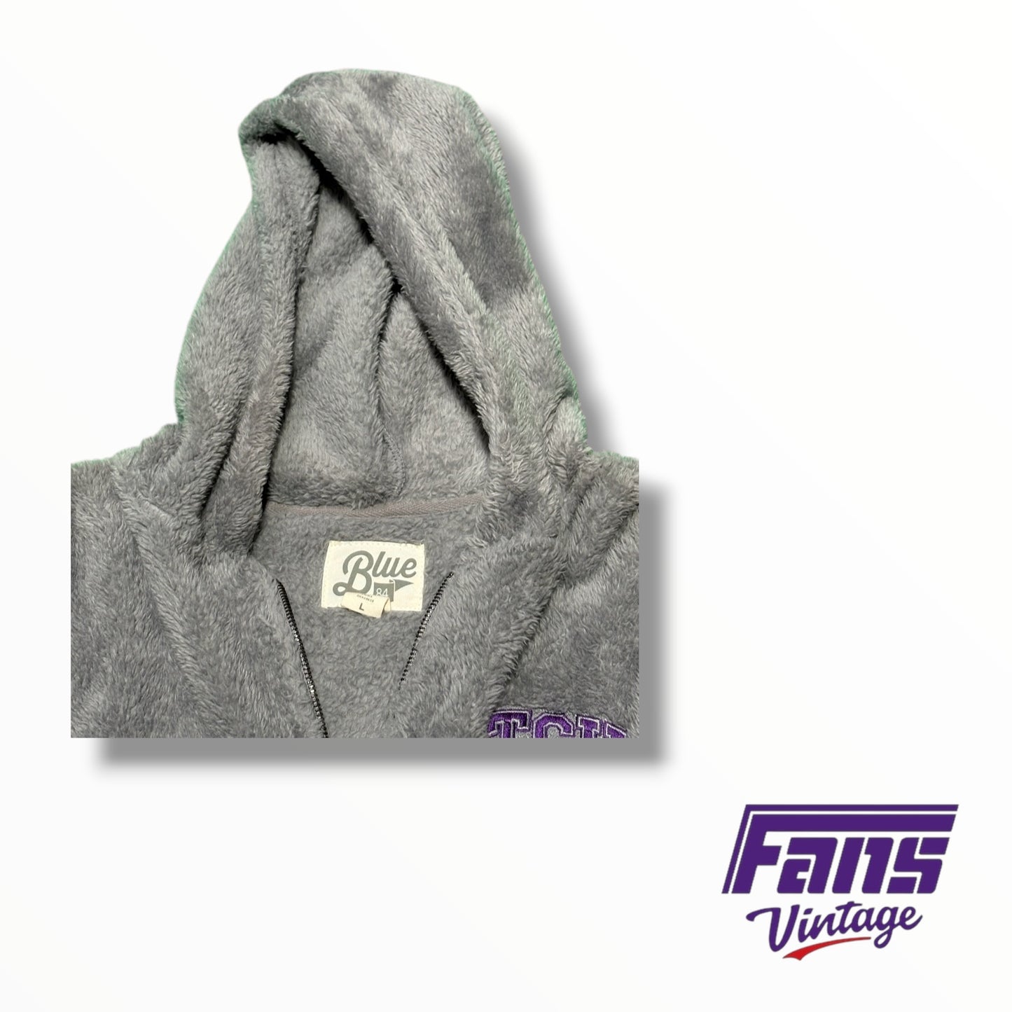 TCU Grey Fuzzy Style Pullover Hoodie Sweater