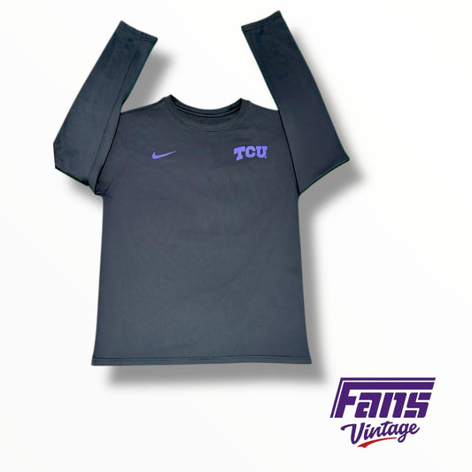 TCU Team Issued Nike Long Sleeve Drifit Shirt in blackout colorway