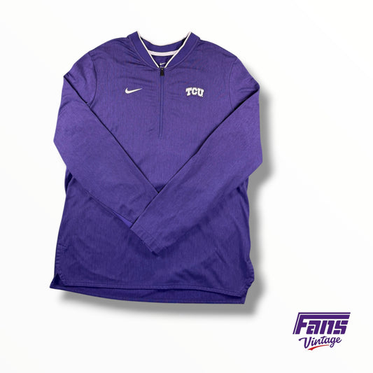 TCU Football Sideline Nike Long Sleeve Purple Quarter Zip Pullover
