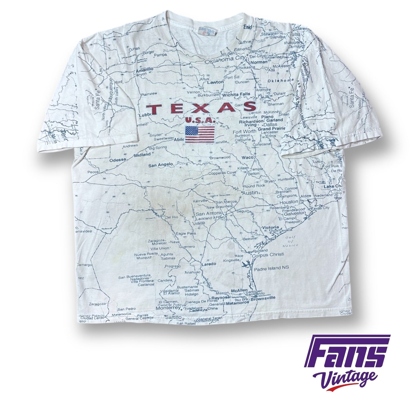 Map of Texas All-over Print AOP Vintage Tee