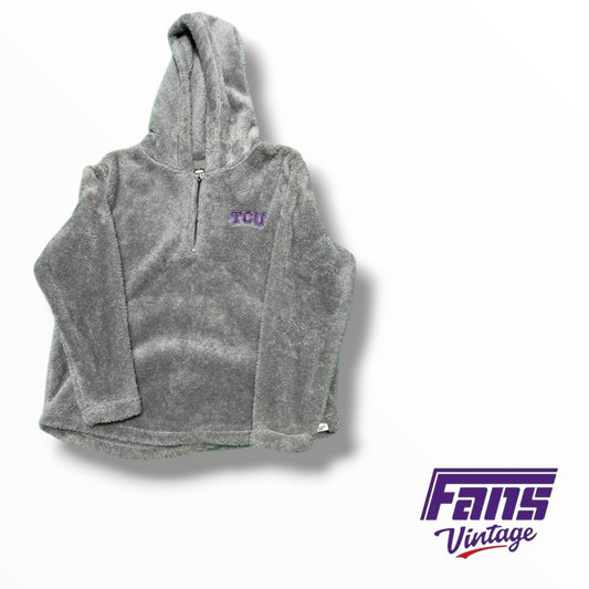TCU Grey Fuzzy Style Pullover Hoodie Sweater