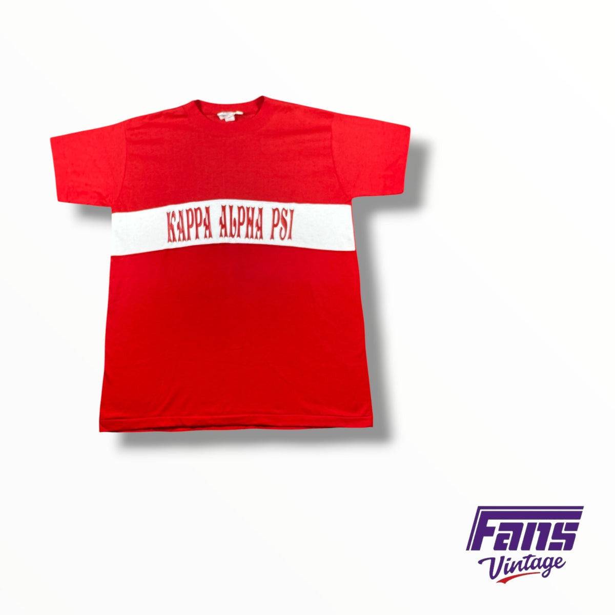 Vintage TCU Fraternity Kappa Alpha Psi Crimson Red And Cream Tee
