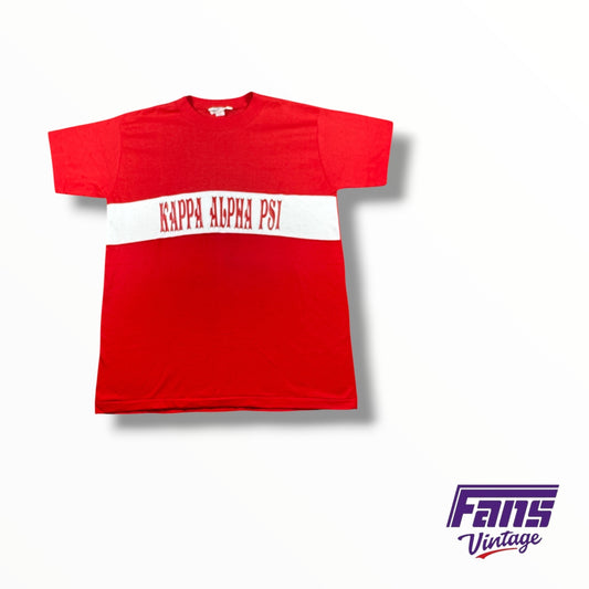 Vintage TCU Fraternity Kappa Alpha Psi Crimson Red And Cream Tee