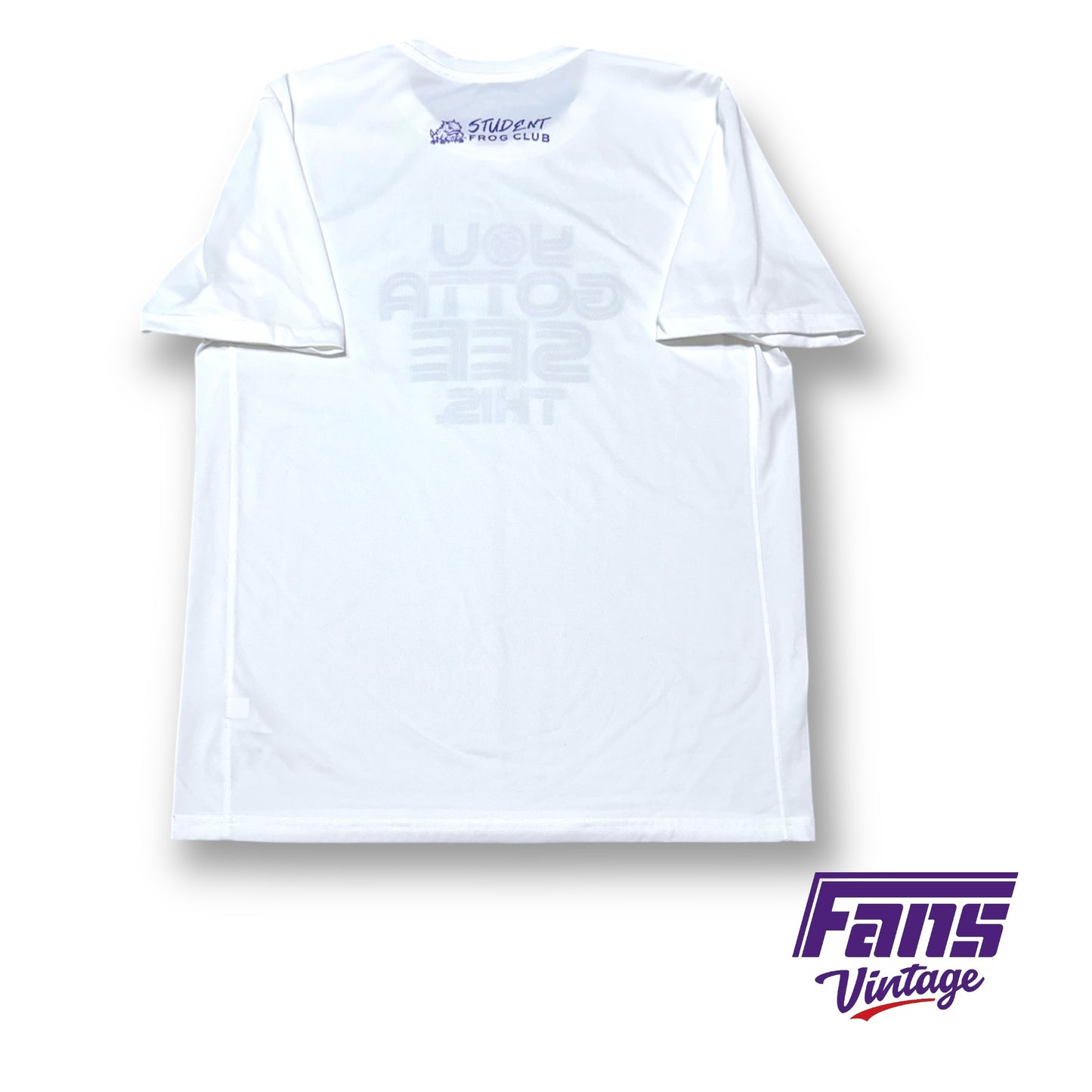 TCU Basketball Player Issue Nike Drifit “You gotta see this” pre-game warmup shirt - galaxy purple screenprint!