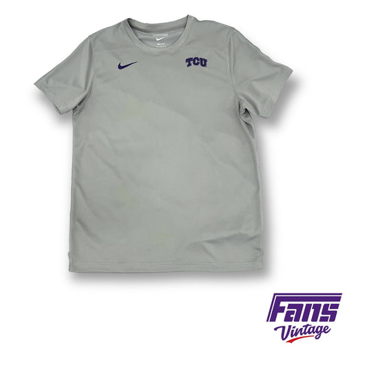 TCU Team Issue Premium Drifit Shirt - Light Gray with embroidered logos